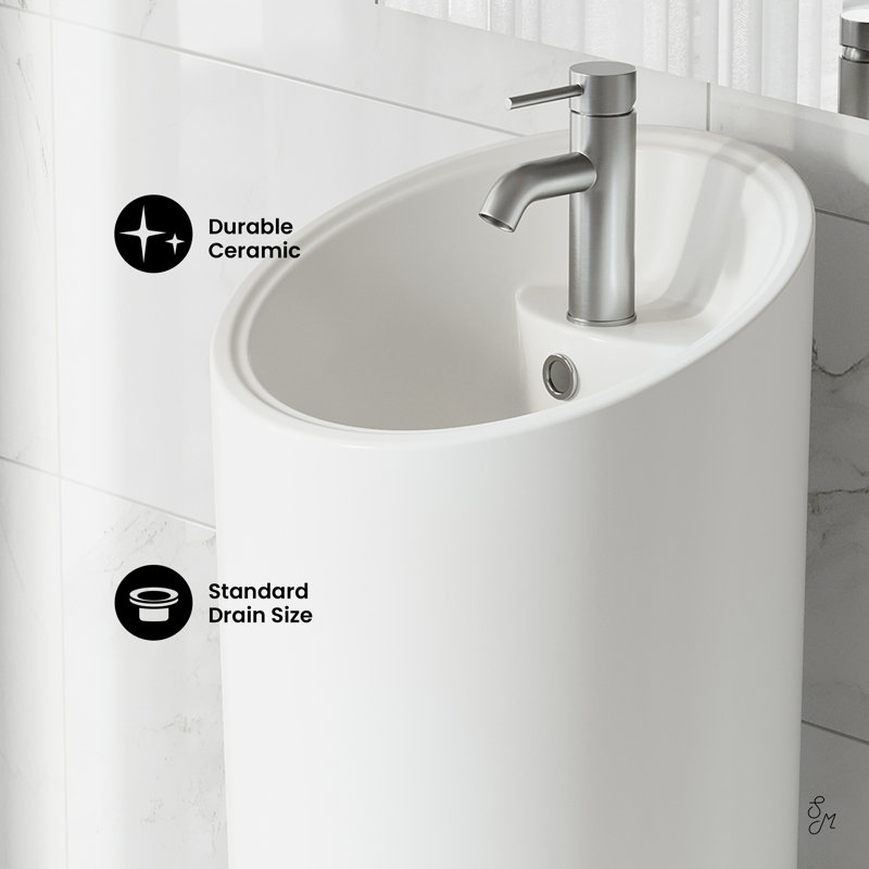 St. Tropez High Gloss White Ceramic Pedestal Sink