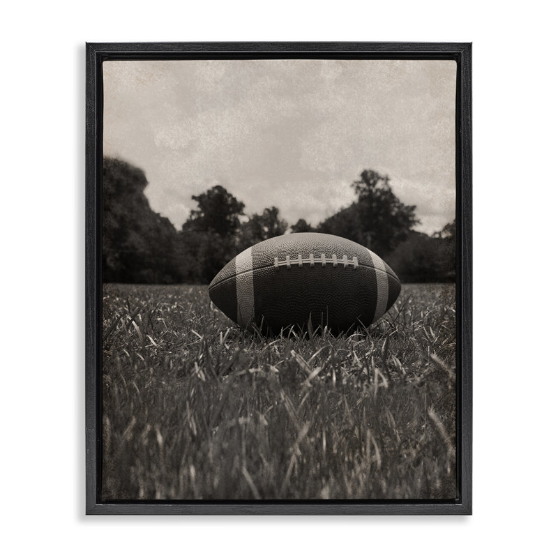 Cadre flottant rétro Sports Football, design par Marcus Prime, H 31 po x l 25 po, Cadre flottant noir de jais