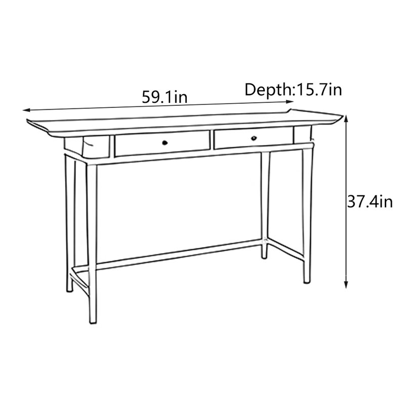 Nouvelle console en bois massif de style chinois, H 37,4 po x l 59,1 po x P 15,7 po
