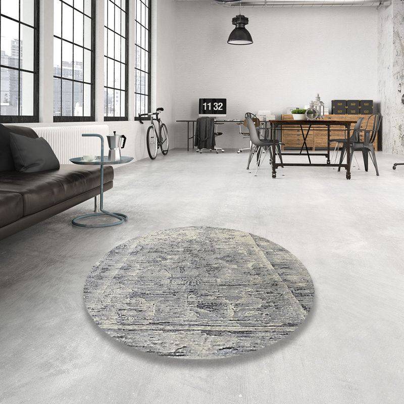 Tapis oriental gris Hudkins, Rond 5 pi