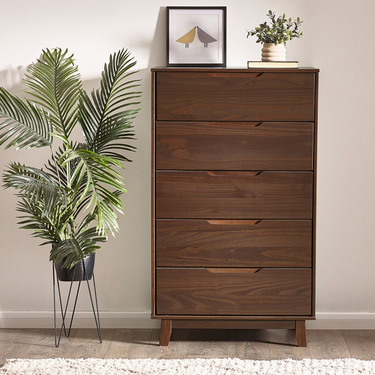 Commode 5 tiroirs en bois massif Jarred