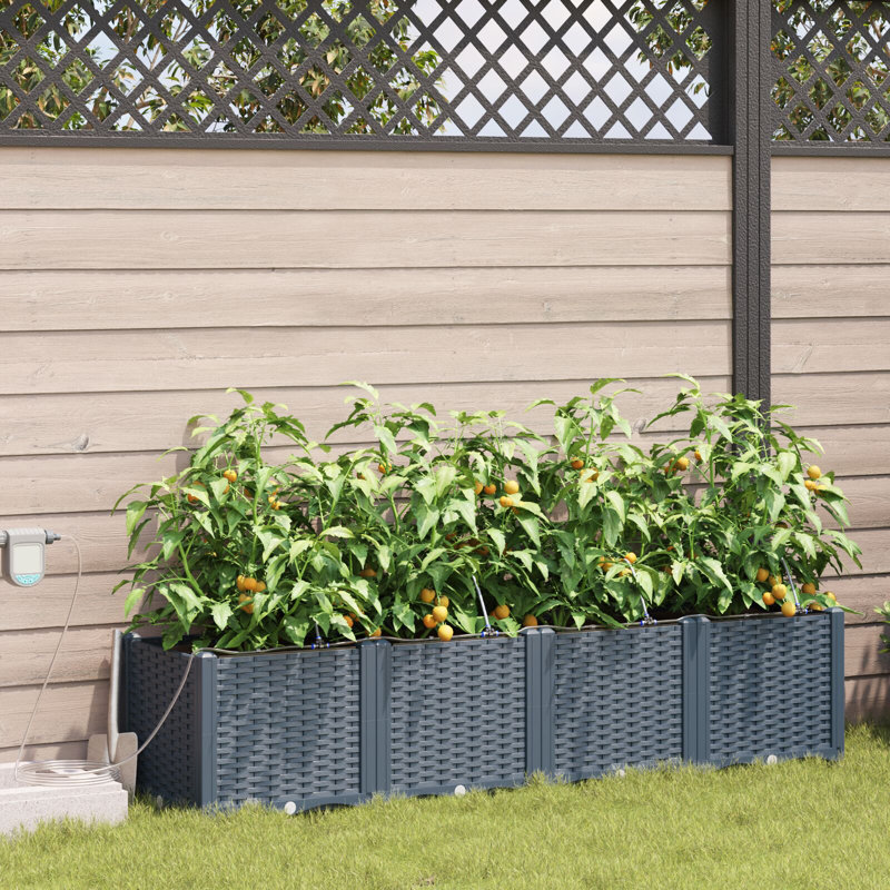Garden Planter Polypropylene Large Planters, 37.5cm H x160cm W x 40cm D, Light Grey