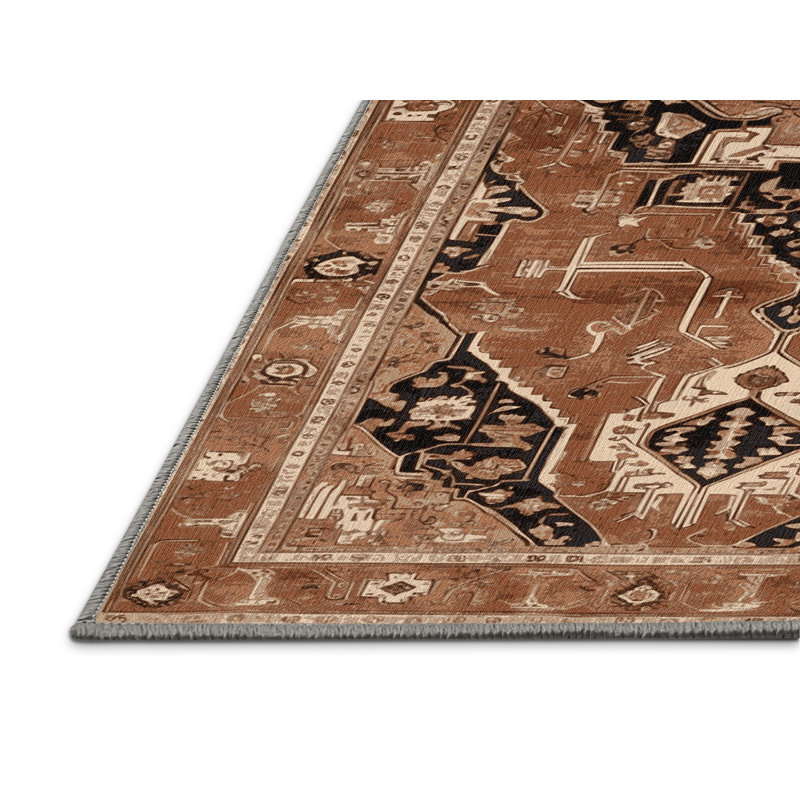 Machine Washable Persian Brown Area Rug, Runner 2' x 5'