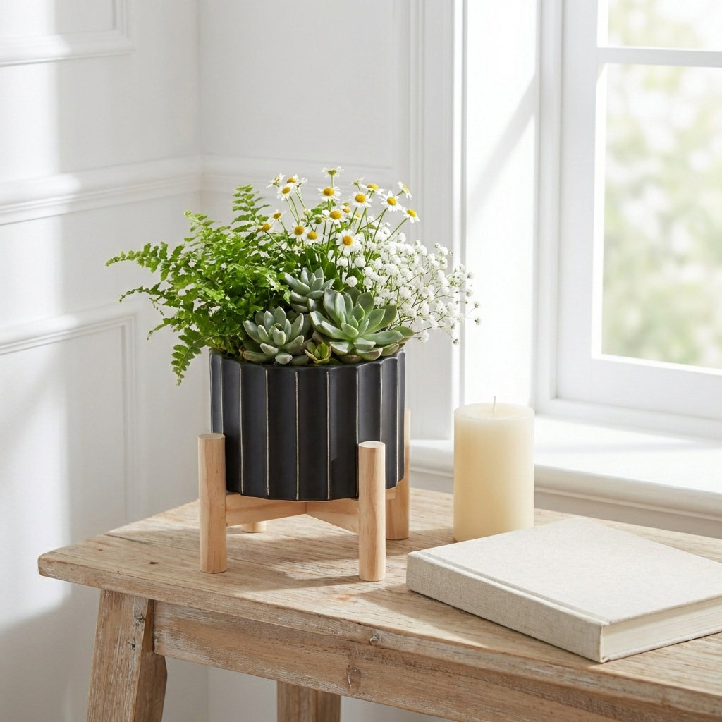 Adeana Ceramic Pot Planter, 7" H x 6" W x 6" D