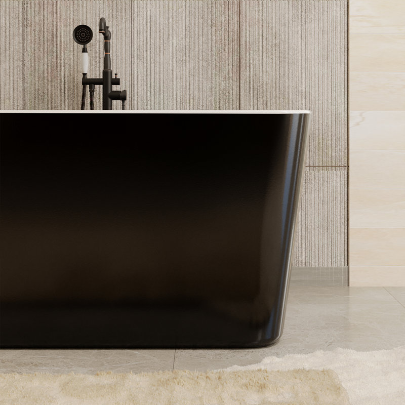 Glendale Casainc 43'' Freestanding Soaking Acrylic Bathtub, Black