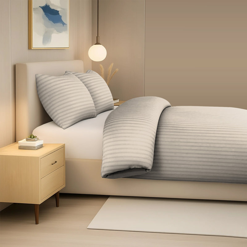 Microfiber Striped Duvet Cover Set, Kingsize