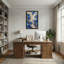 Plantes et fleurs, fleurs bleues, branches dorées, conception artistique-331230650