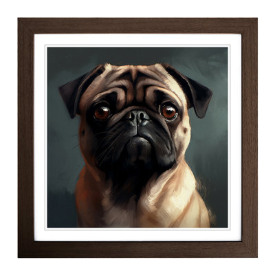 Pug Digital Art No.3 - Single Picture Frame Print on Wood