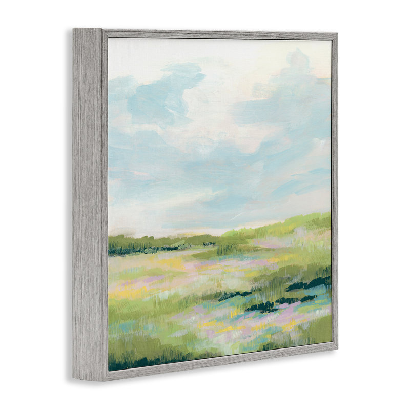 «Pastel Meadow Landscape», art de la giclée encadrée par June Erica Vess, Estampe numérique Farmhouse, H 17 po x l 17 po