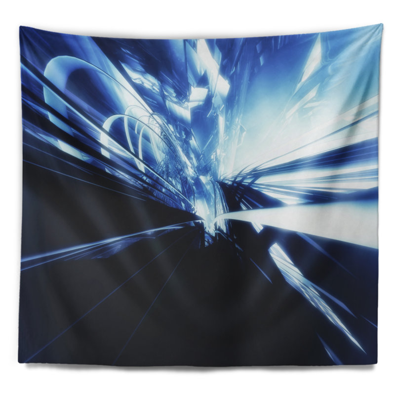 Tapisserie d'art abstrait bleu 3D, H 50 po x l 60 po