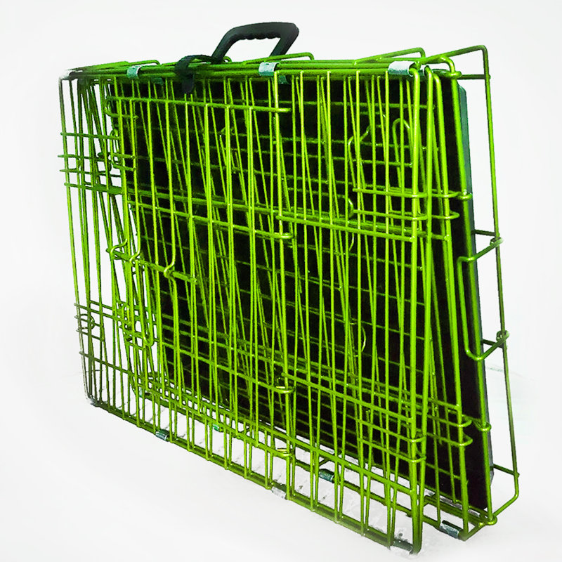 Arpita Metal Collapsible Pet Crate with 2 Doors, Green, 33" H x 30" W x 49" D