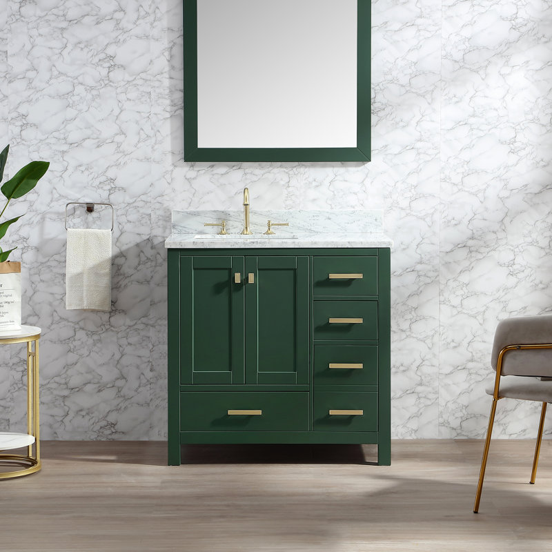 Ensemble de meuble-lavabo simple 36 po Whitney, Vert, Or