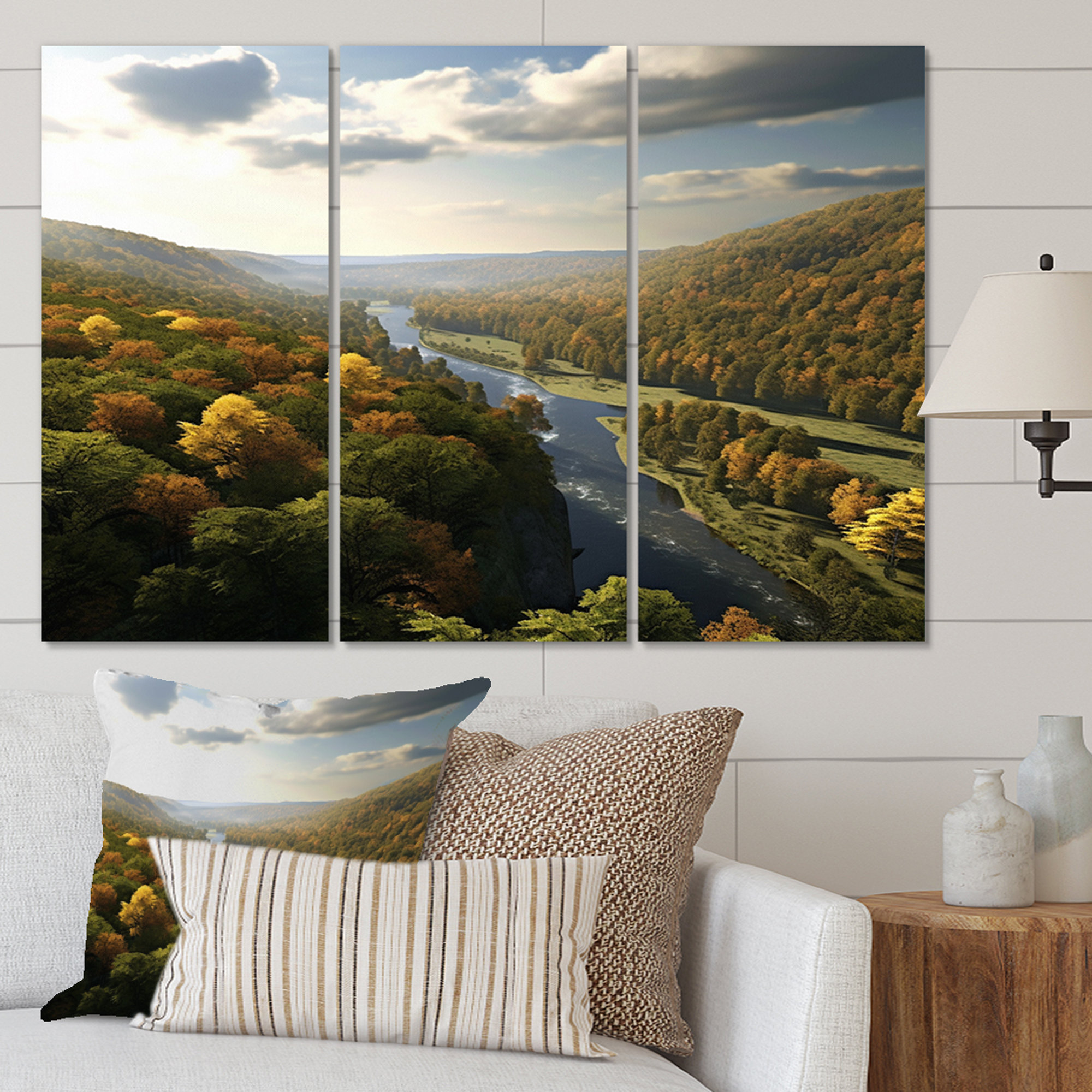 Millwood Pines Delaware River Horizon On Canvas 3 Pieces Print | Wayfair