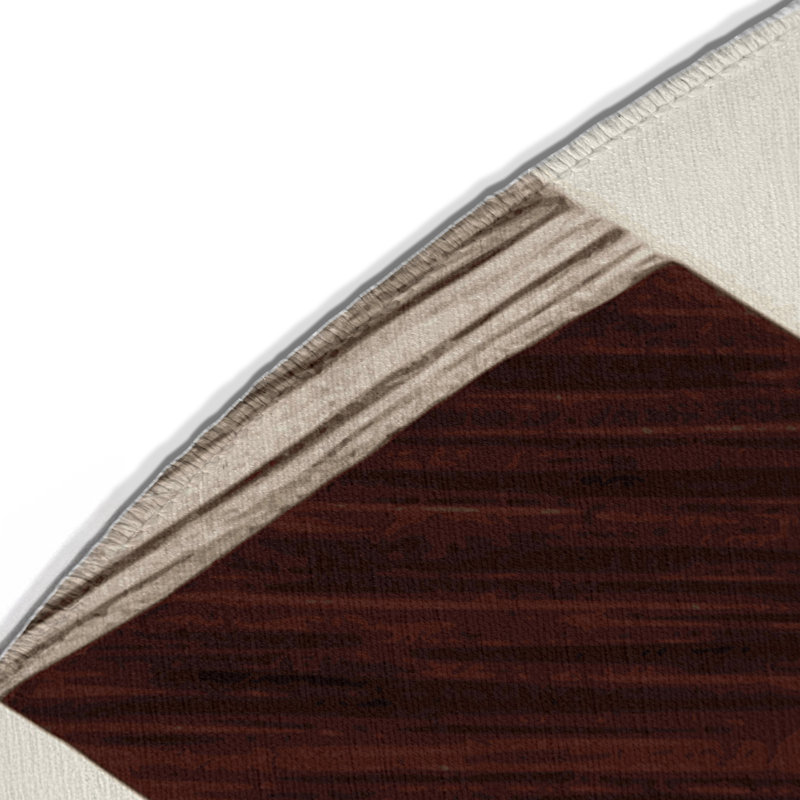 Tapis d'intérieur et d'extérieur à carreaux beige, Rond 5 pi
