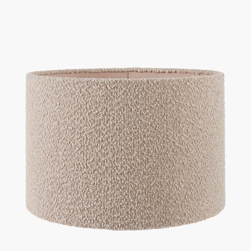 Drum Boucle Lamp Shade, Taupe, 20cm H x 30cm W x 30cm D