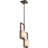 Paxton 2-Light Indoor Pecan & Black Square/Rectangle Chandelier with Frosted Glass Tapered Shades