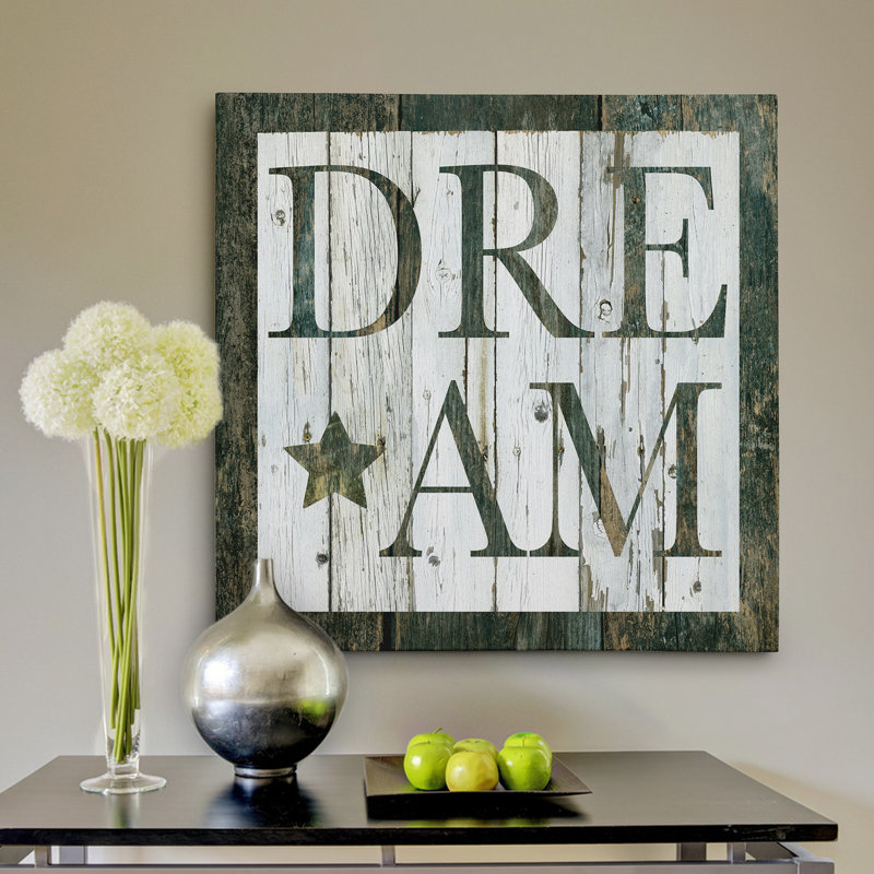 «Wood Dream», art textuel, Toile tendue, H 16 po x l 16 po x P 1,5 po