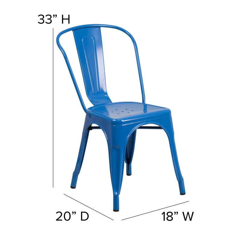 Luke Blue Metal Indoor-Outdoor Stackable Bistro Chairs, Set of 4