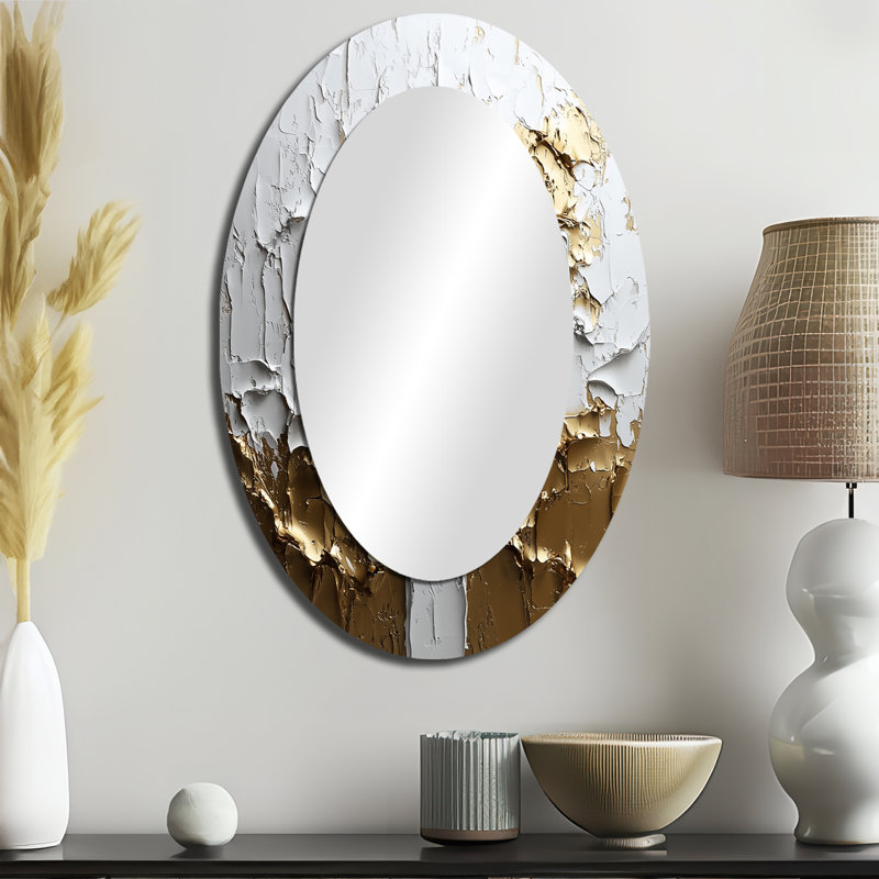 Miroir mural blanc en forme de croix chrétienne blanche et or II, 36 po x 24 po