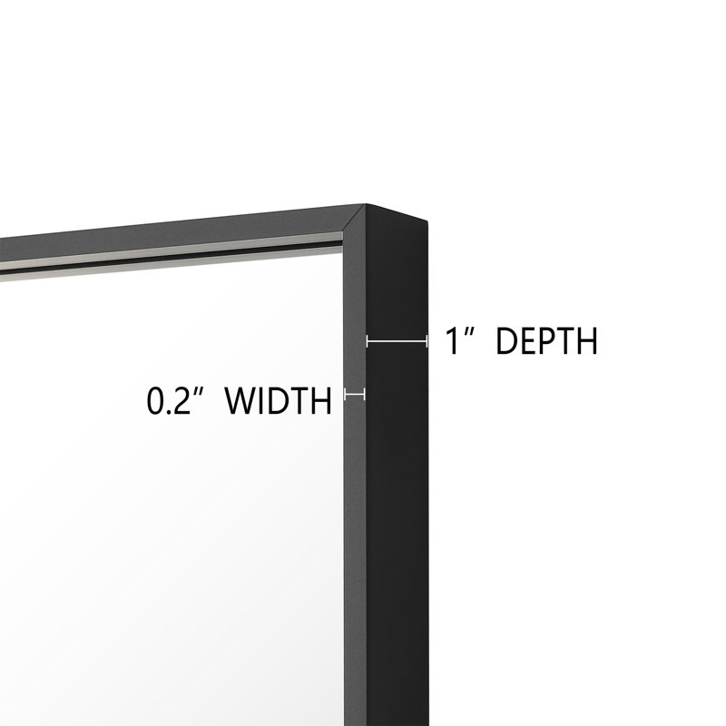 Modern & Contemporary Metal Framed Rectangle Wall Mirror Bathroom / Vanity Mirror, Black, 40" x 24"