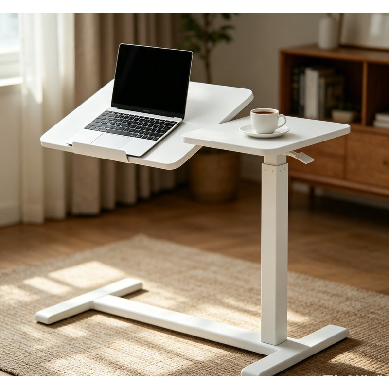 Mobile Adiustable Standing Desk, White