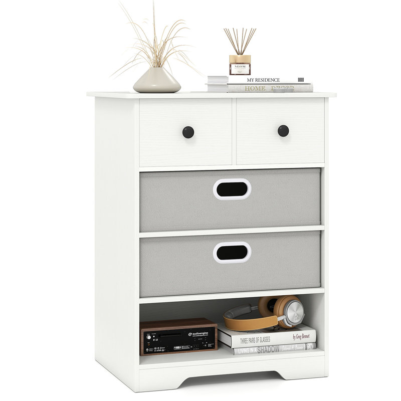 58cm W Manufactured Wood Bedside Table, White