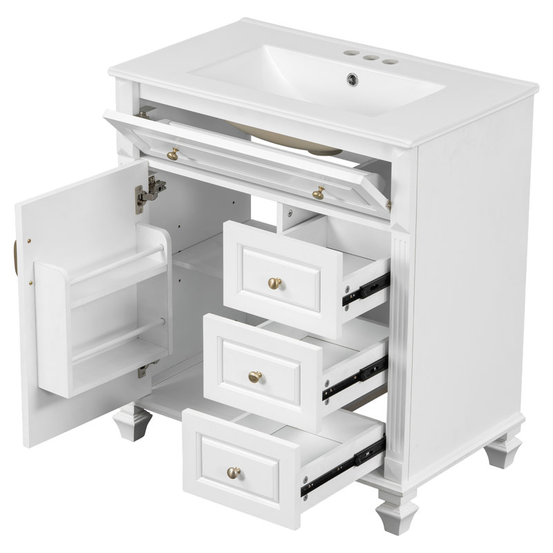 Meuble-lavabo 30 po avec comptoir en céramique, Blanc