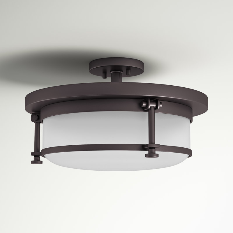 Glass Semi Flush Mount, Western Bronze