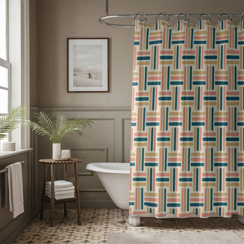 Rideau de douche 1 pièce rose et doré, H 74 po x l 71 po