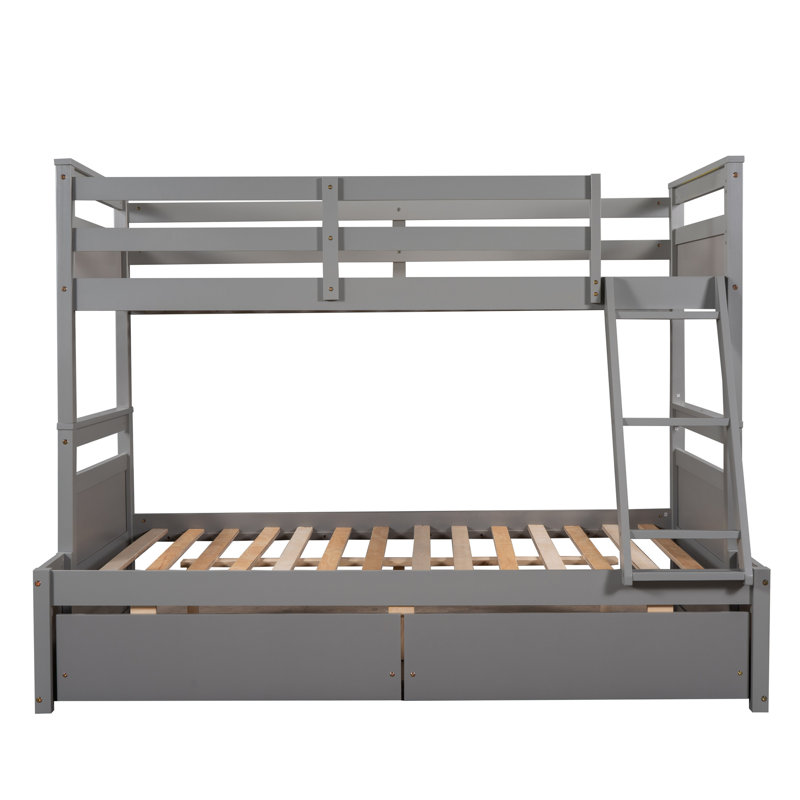 Jadin Kids Twin Over Full Bunk Bed with Drawers, Gray