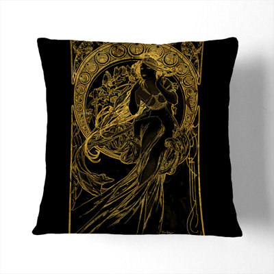 Golden Lady Square Throw Cushion