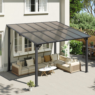 Housse de patio en polycarbonate murale 12 pi x 10 pi avec structure en aluminium, auvent extérieur toutes saisons