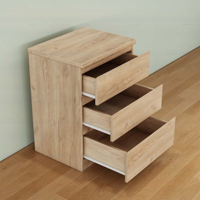 Nightstand with 3 Drawers,Small End Table