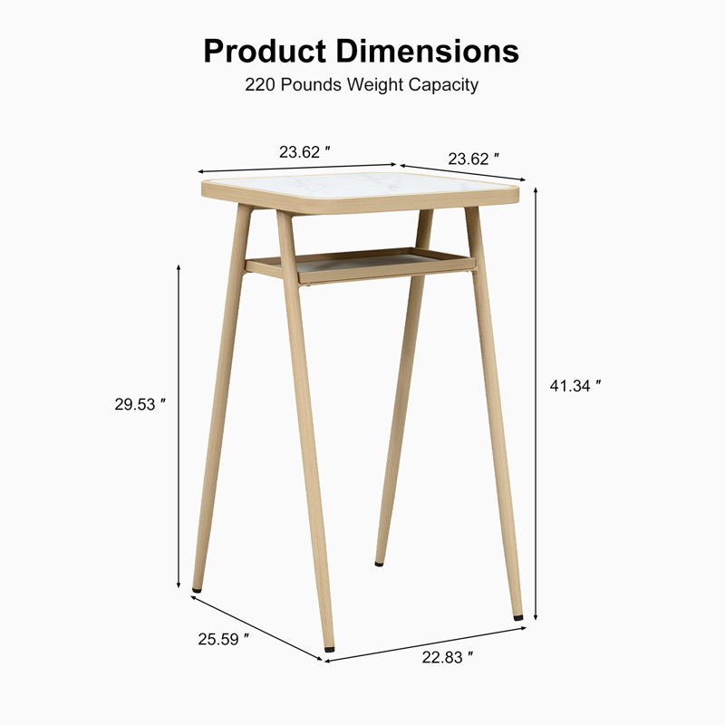 Table de bar George Oliver, Plateau blanc / base brune