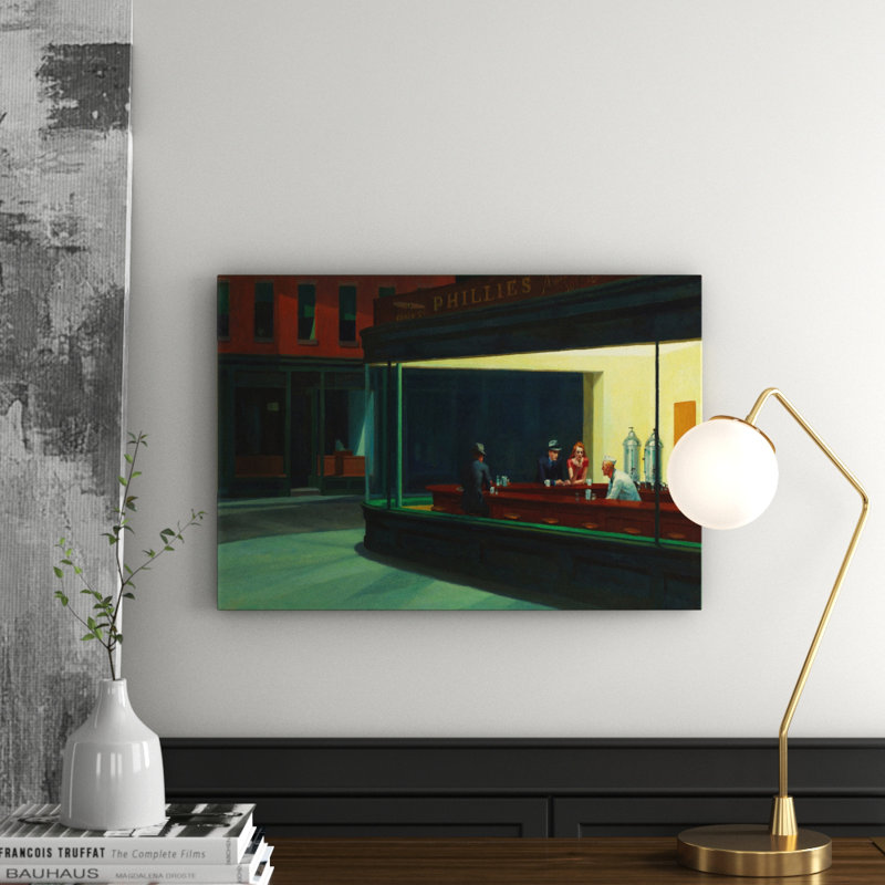Nighthawks, 1942 by Edward Hopper - Painting on Canvas, 101.6 cm H x 66.04 cm W x 1.91 cm D, No Frame