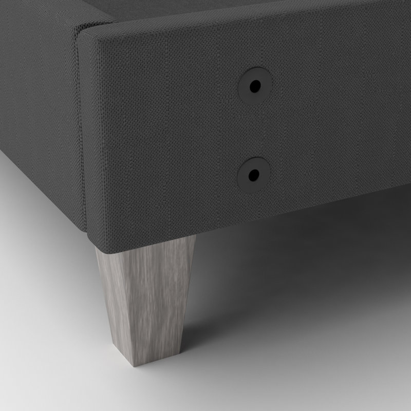 Très grand lit facile à assembler - tissu gris foncé, pieds de 6 po, base de faux gris, installation rapide