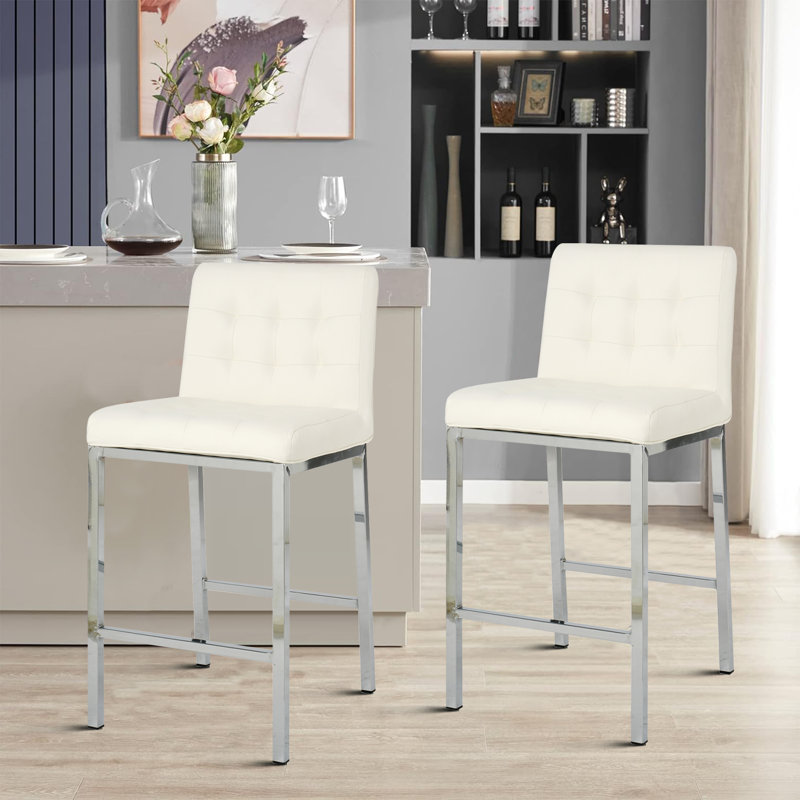 Classic design Upholstered dining chair with footrest and Ergonomic backrest, White