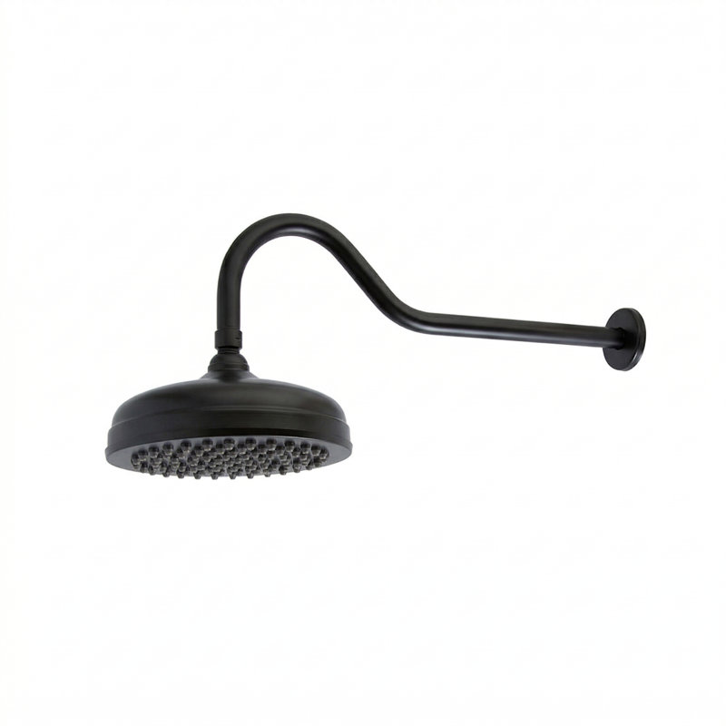 Pomme de douche à col de cygne de 8 po de diamètre avec 2,5 gal / min, Bronze huilé non laqué