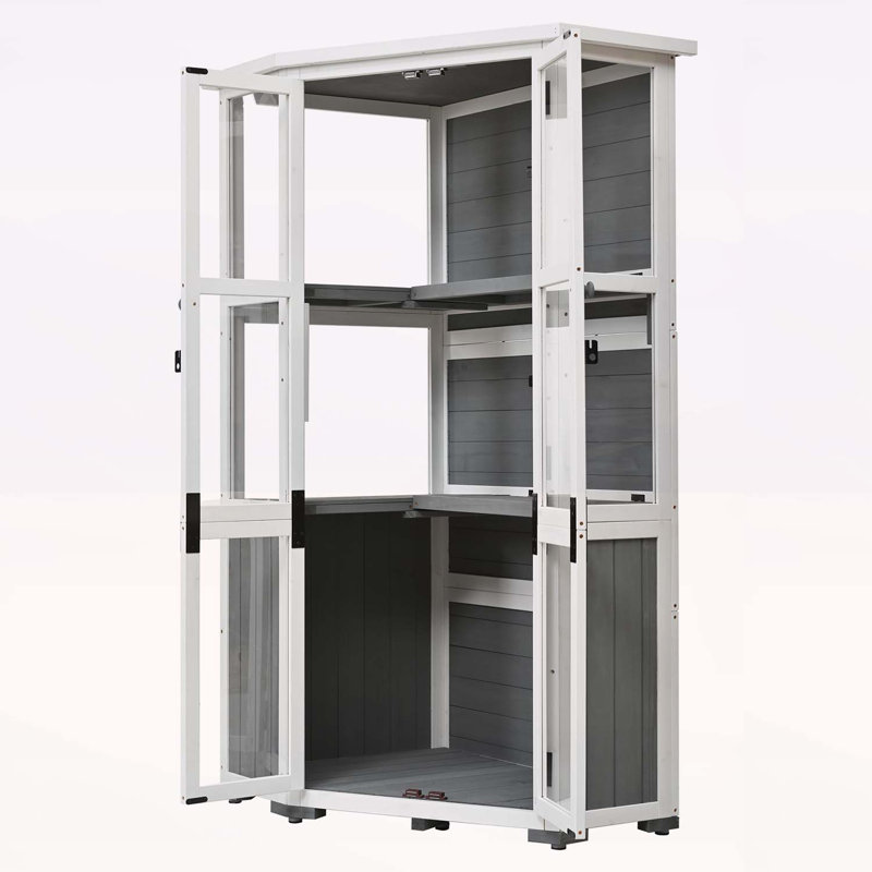 Abri de rangement extérieur polyvalent et mini serre pour tous les besoins de jardinage, Gris