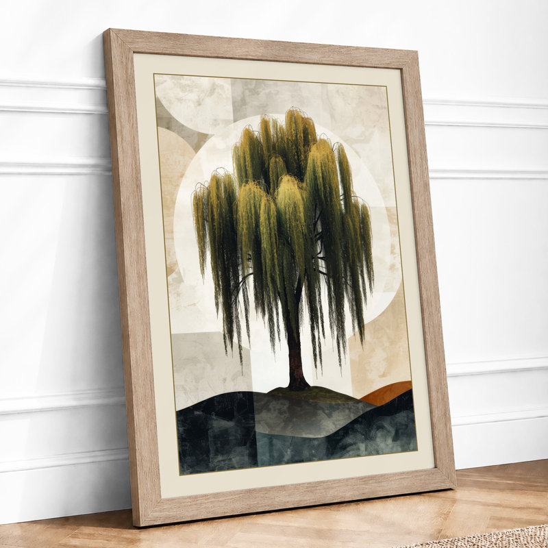 Weeping Willow Japandi - Framed Print, A1 - 84.1 x 59.4 cm, Oak