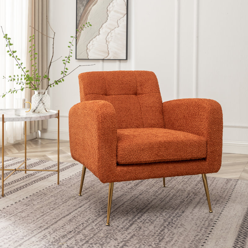 Floriana Upholstered Armchair, Orange Boucle