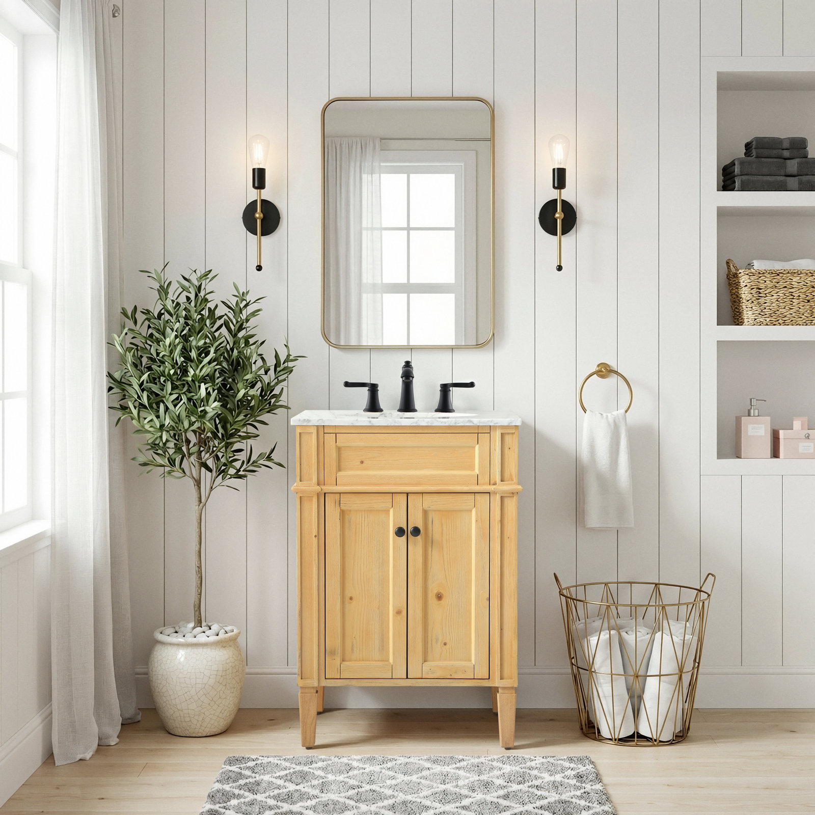 Rivers 24'' Single Bathroom Vanity, Natural Wood