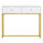 Modern console table with two storage drawers & stripe design, sleek entryway sofa table for living room & hallway, white