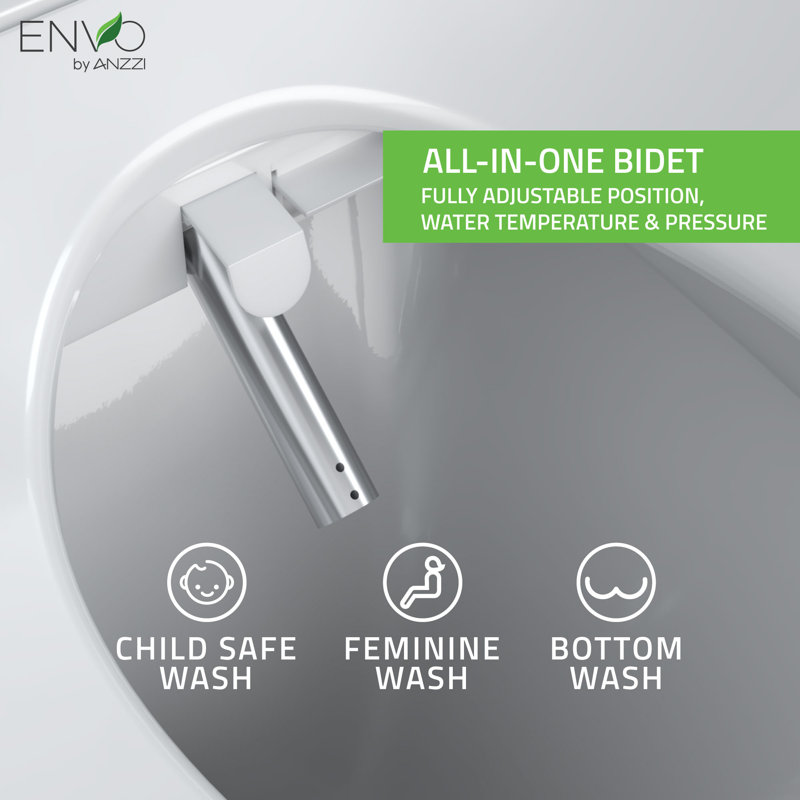 White Heated Electric Bidet Toilet Seat with Remote Control