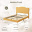 Base de lit plateforme rembourrée Crown avec rembourrage en molleton doux, support de lattes en bois silencieux, tête de lit réglable, aucun sommier nécessaire, chambre à coucher facile à assembler pour les enfants et les adolescents, jaune