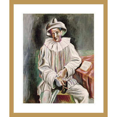 Assis Pierrot par Pablo Picasso, impression giclée sur cadre