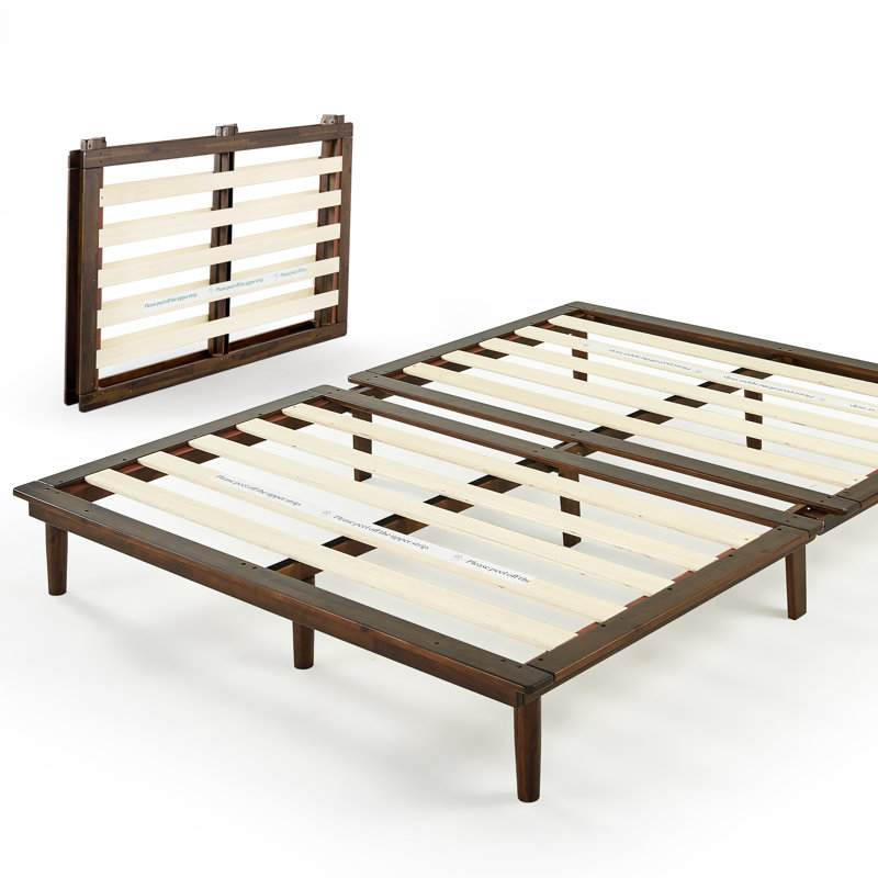 Structure de lit plateforme en bois massif 10 pouces avec support de lattes en bois robuste, Grand