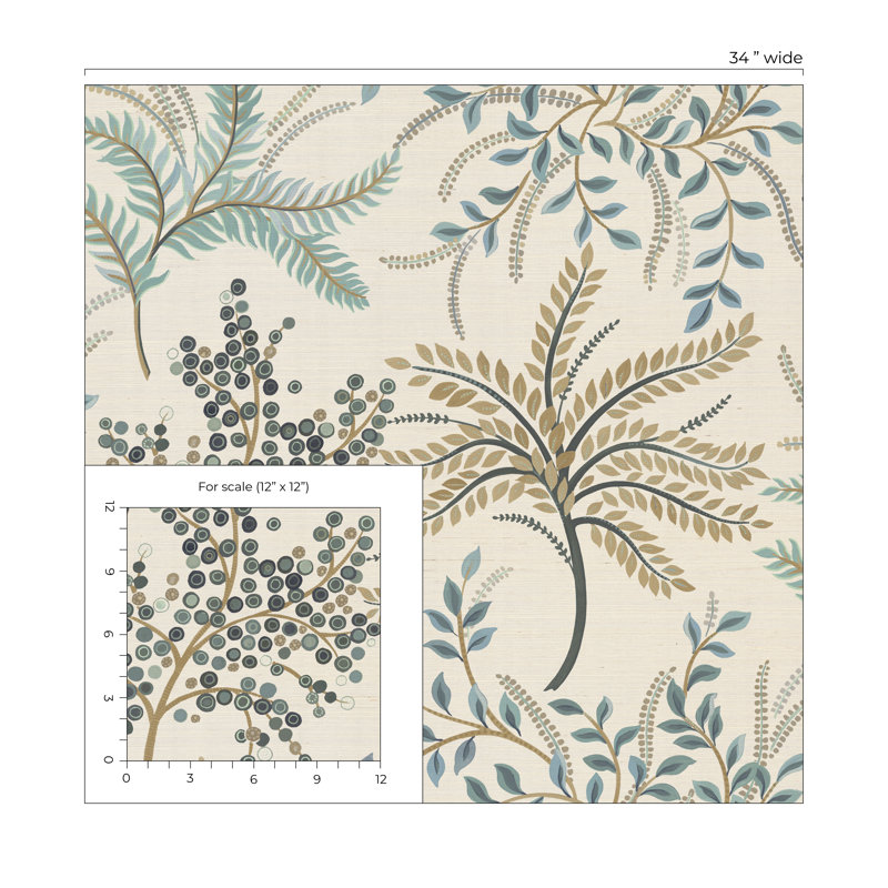 Rouleau de fleurs Ashantee, Beige / Bleu / Brun