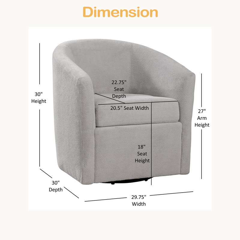 Fauteuil d'appoint pivotant en tissu performant, Gris clair