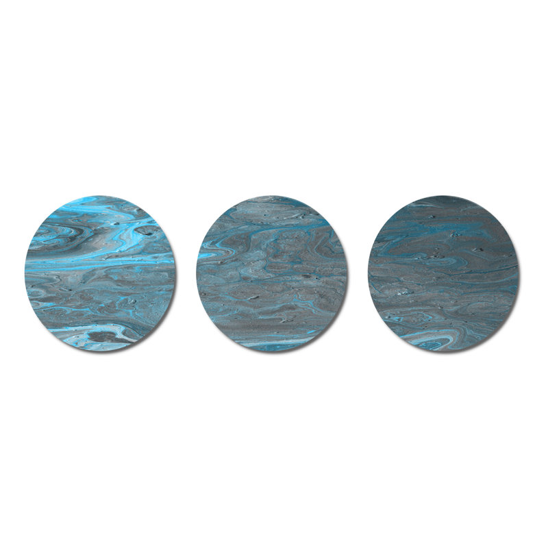 " Blue And Gray Marble Landscape " 3 - Pieces Painting Print